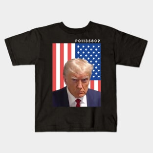 Trump Mugshot Political Satire Funny Trump Design Top Quirky Political Humor Unique Statement Kids T-Shirt